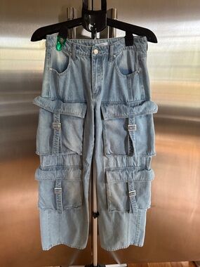 Forever 21 Light Blue Relaxed Cargo Denim Jeans for Women